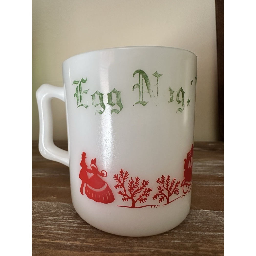Tom and Jerry Vintage Egg Nog Chevy Chase Inn Milk‎ Glass Hazel Atlas Mug Drink